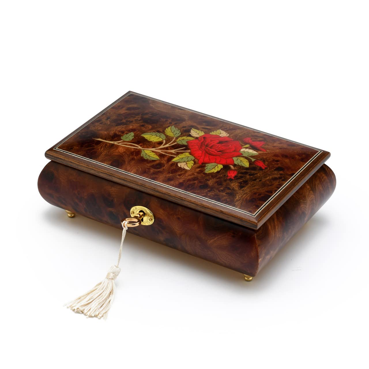 Handcrafted 30-Note Single Stem Red Rose Musical Jewelry Box - Perfect Gift for Valentine's Day, Anniversary & Birthday - Romantic Home Decor & Jewelry Storage