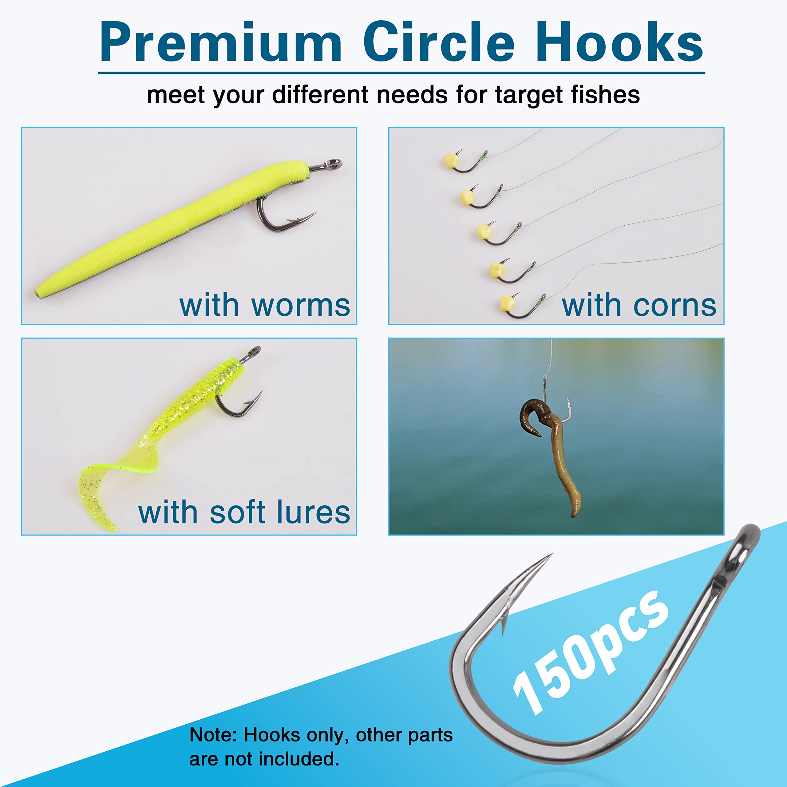 Stainless Steel Saltwater & Freshwater Fishing Hooks - 2X Strong Sharpened Circle Hooks for Live Bait, Ocean & Lake Fishing | Durable Assist Hooks for Bass, Trout & Saltwater Species