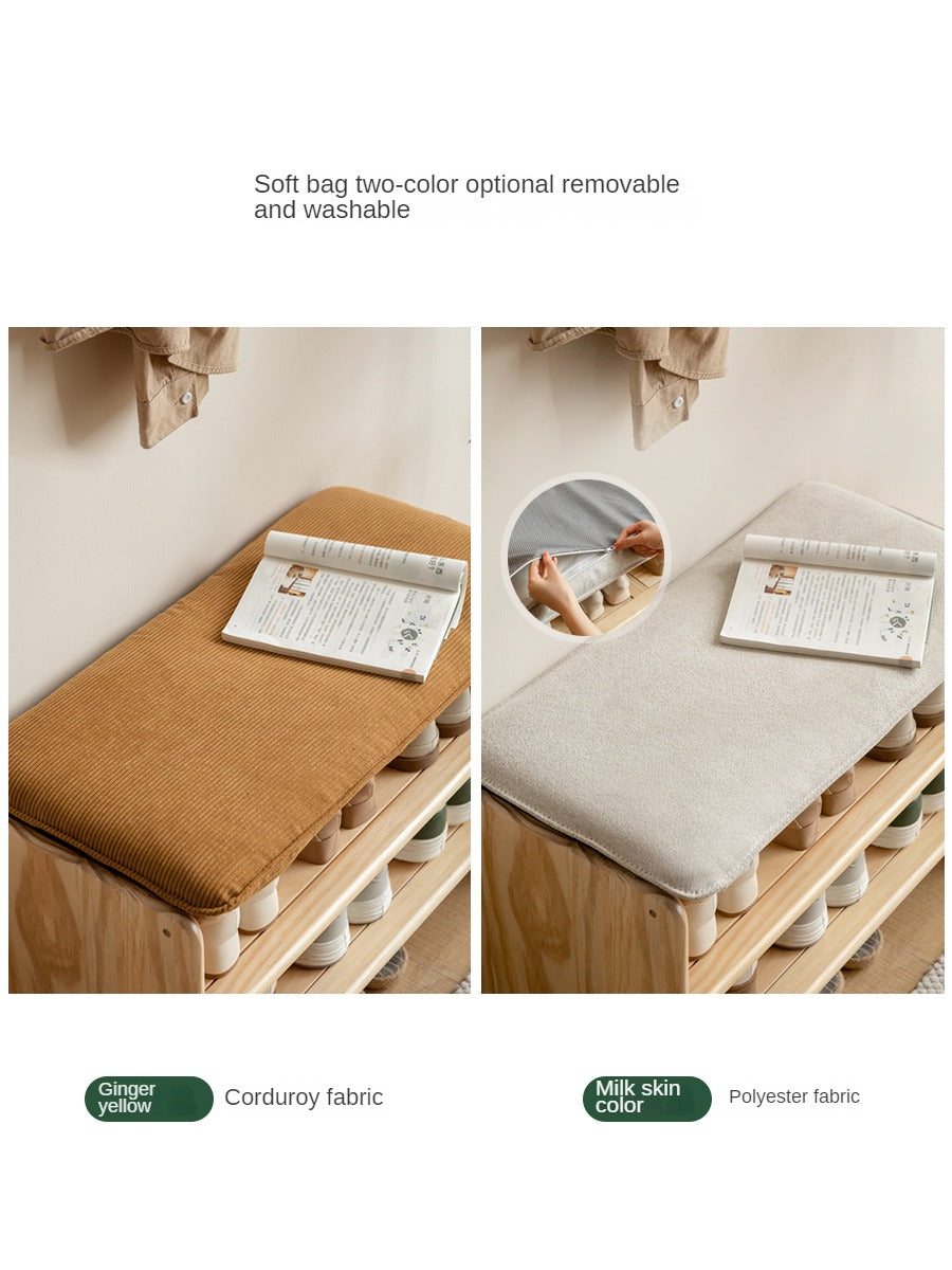 Solid Pine Wood Shoe Bench - 3-Tier Rustic Entryway Shoe Rack with Storage Shelf | Perfect for Mudroom, Hallway & Closet Organization (Natural Wood Finish)