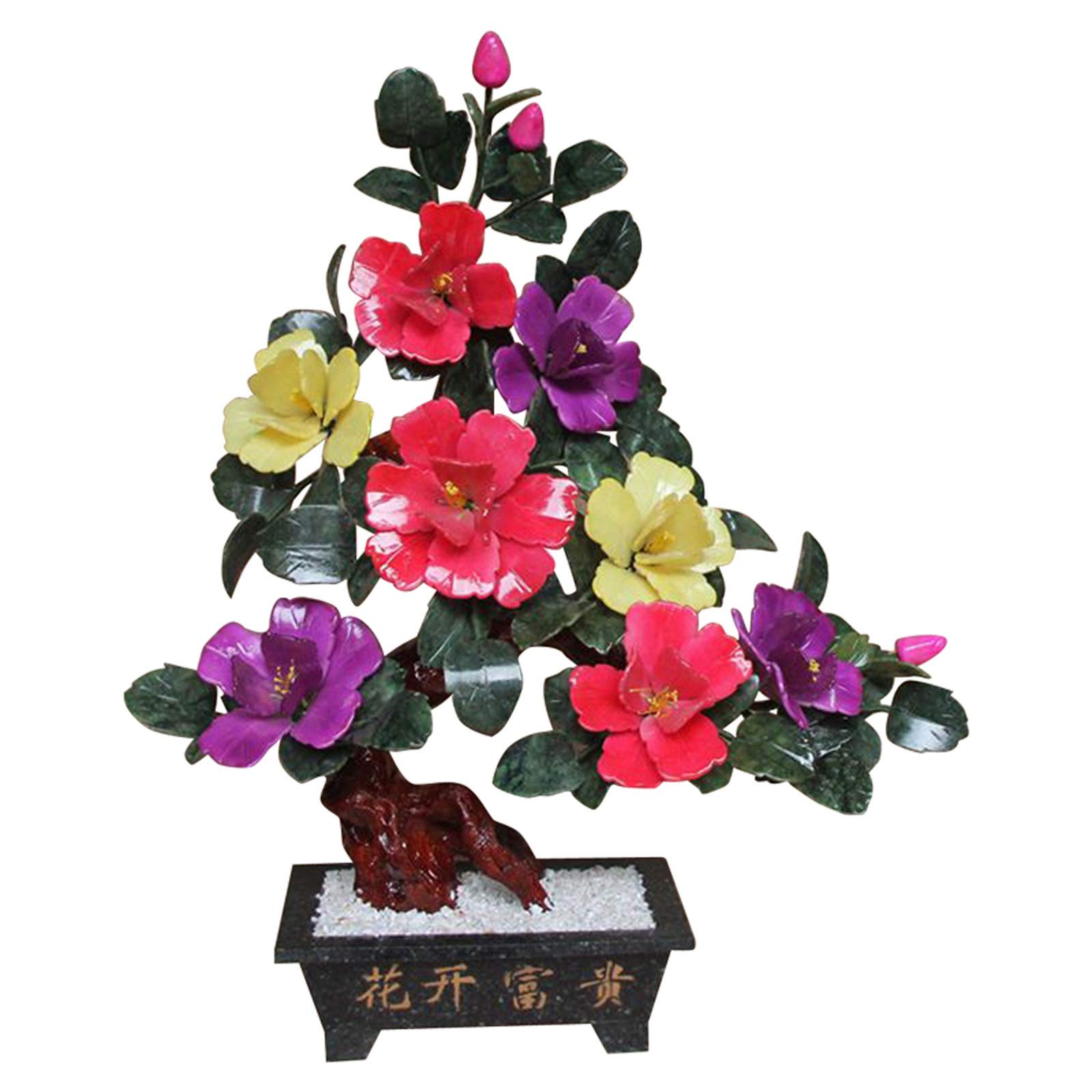 YIXIN2013SHOP Artificial Bonsai Tree - Realistic Tricolor Blossom Peony Flower Simulation Potted Plant for Home Office Desk Decor, Fake Bonsai Tree with Pot for Indoor Decoration, Perfect Gift Idea