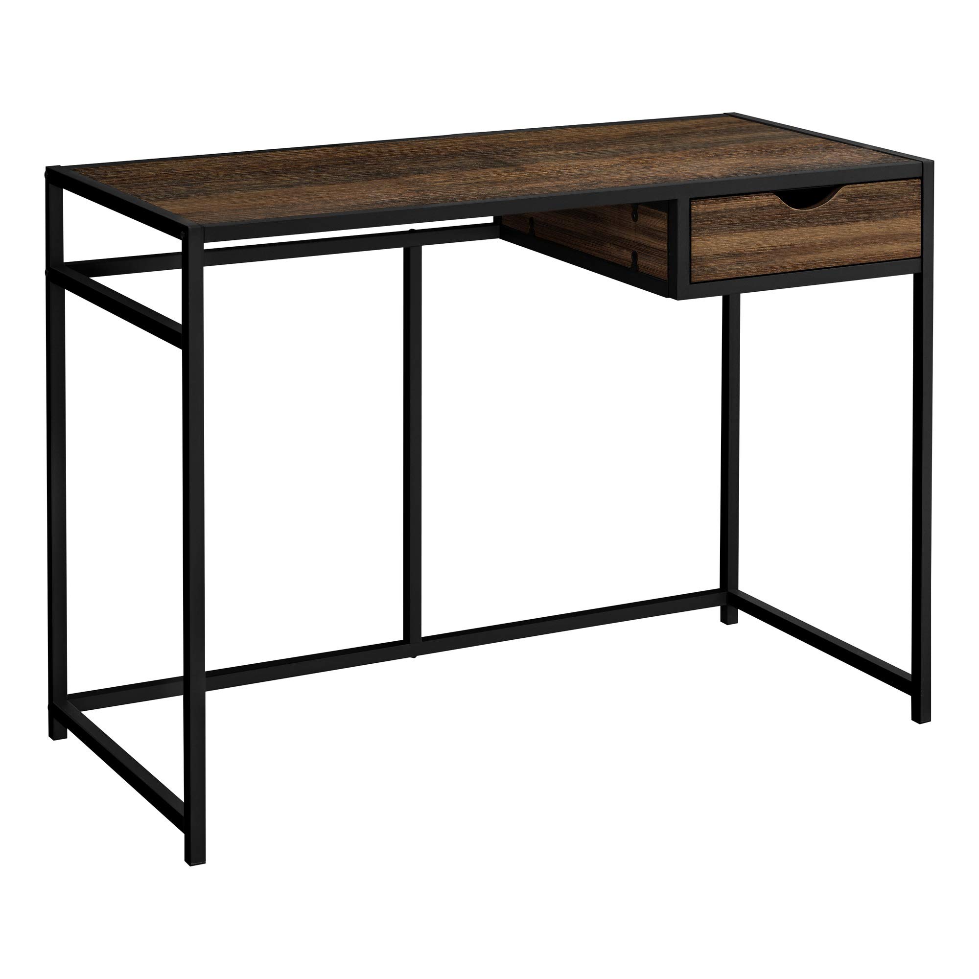 Ergonomic 42-Inch Computer Desk with Reclaimed Brown Wood Top and Black Metal Frame - Perfect for Home Office, Gaming, and Study Spaces