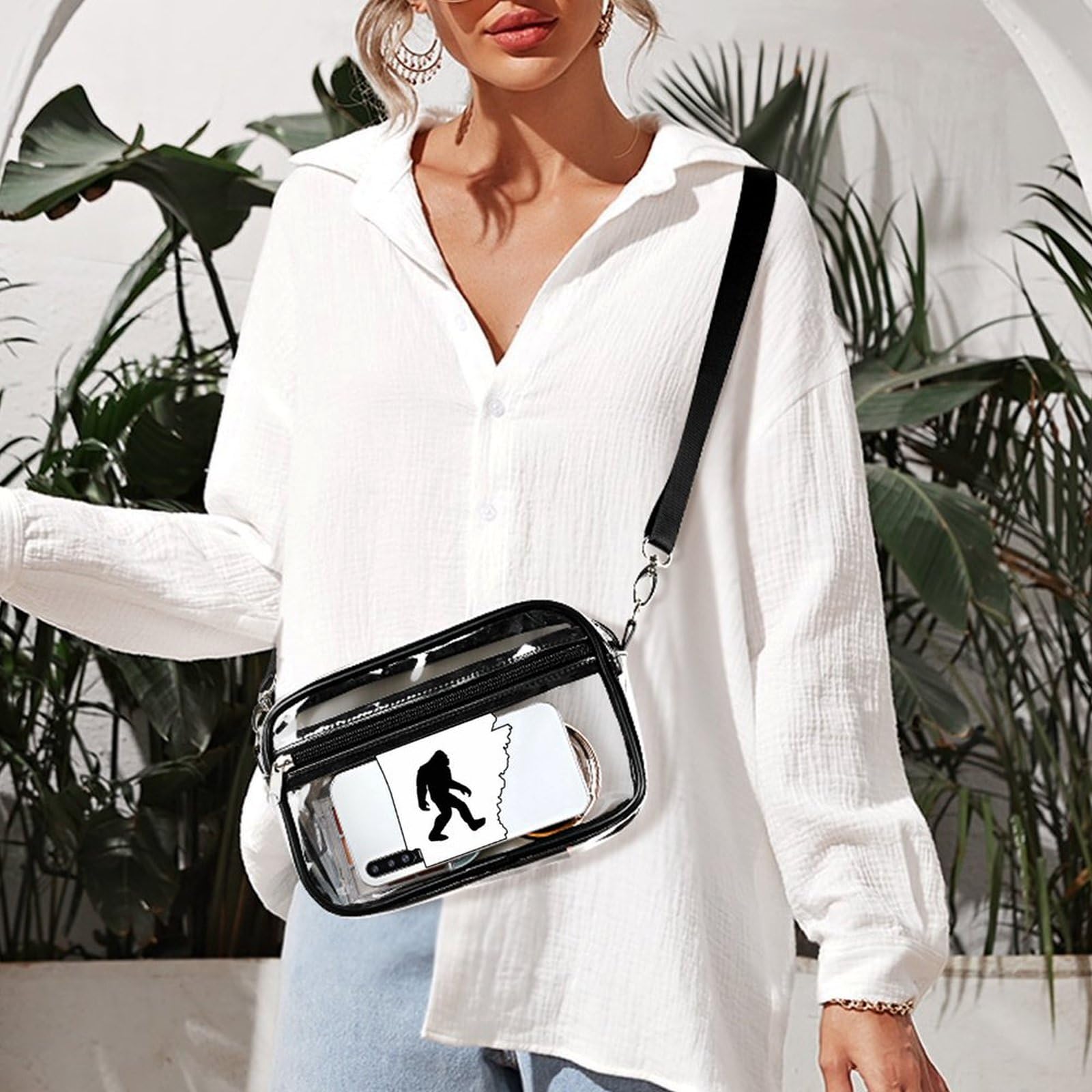 Arkansas State Bigfoot Clear Crossbody Bag - Fashionable Stadium Approved Shoulder Purse for Concerts, Sports Events & Festivals - Perfect for Music Festivals, Football Games & Outdoor Adventures