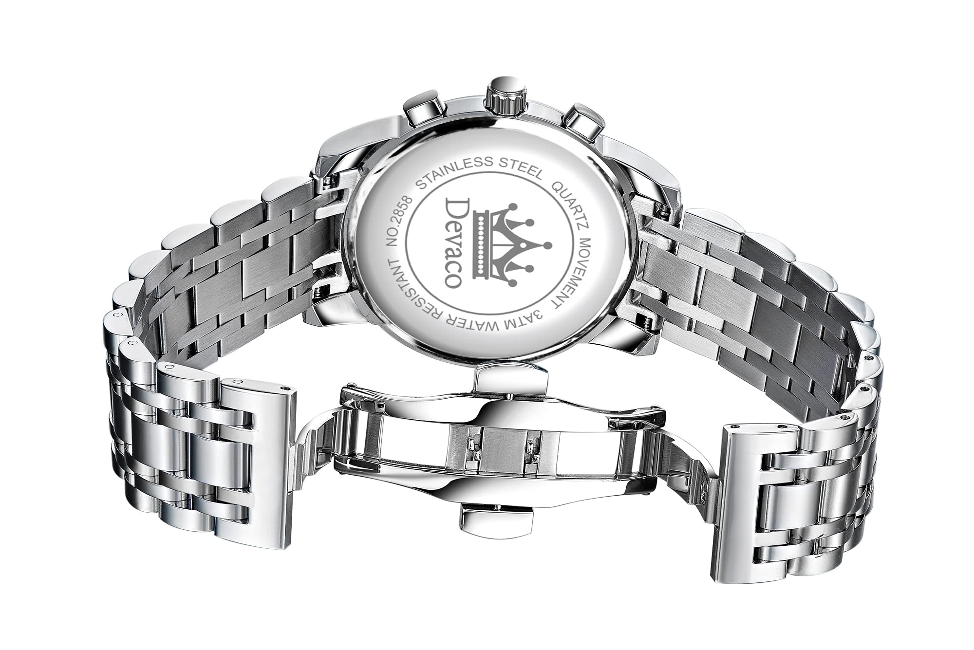 Premium Men's Quartz Watch - Stainless Steel Waterproof Chronograph with Night Light & Calendar - Ideal for Business, Casual & Outdoor Activities