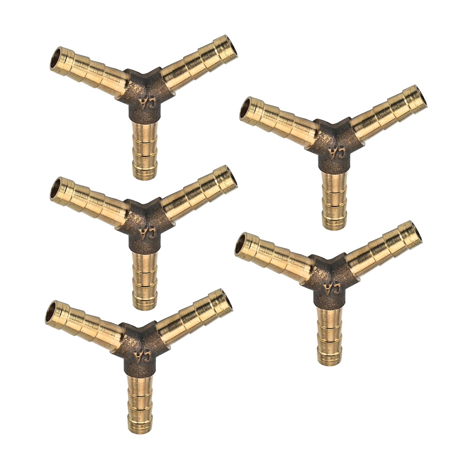 MroMax 6mm Brass Hose Barb Fitting - Y-Shaped 3 Way Union Tee (0.24