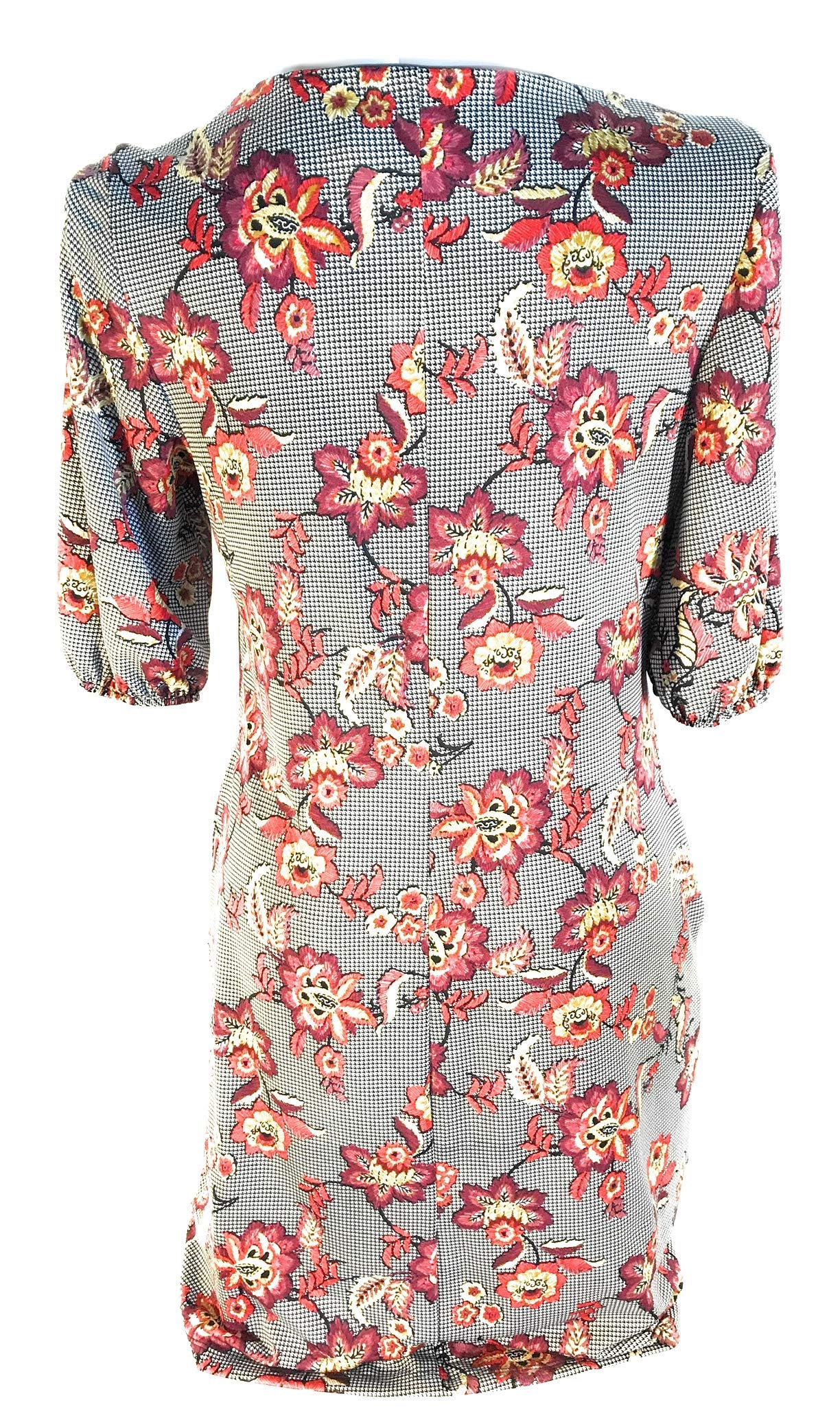 Floral Print Multi-Check Dress for Petite Women - Small Size | Perfect for Spring Outfits, Brunch Dates & Office Wear