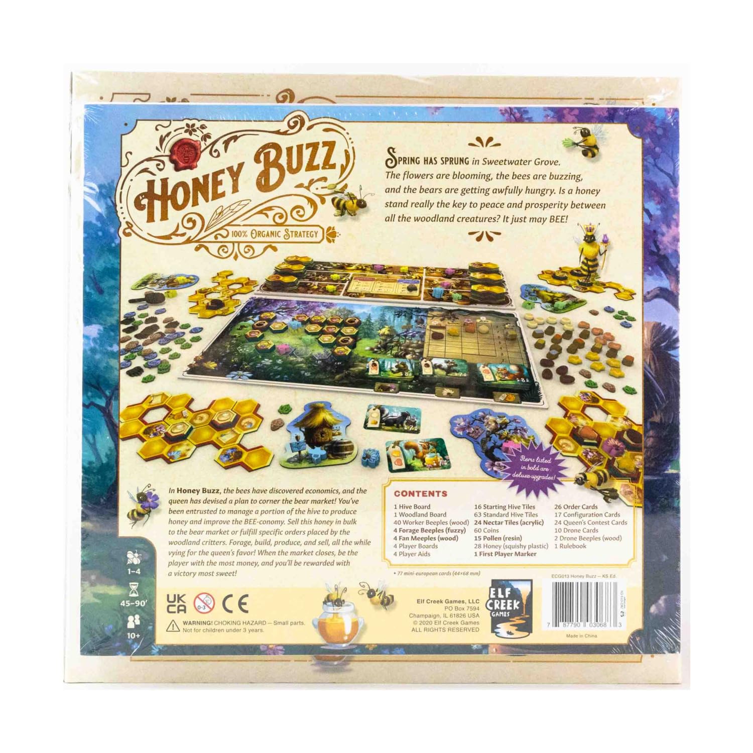Elf Creek Games - Honey Buzz Deluxe Kickstarter Edition Board Game - Strategic Bee-Themed Tabletop Game for Family Game Nights & Adult Game Parties