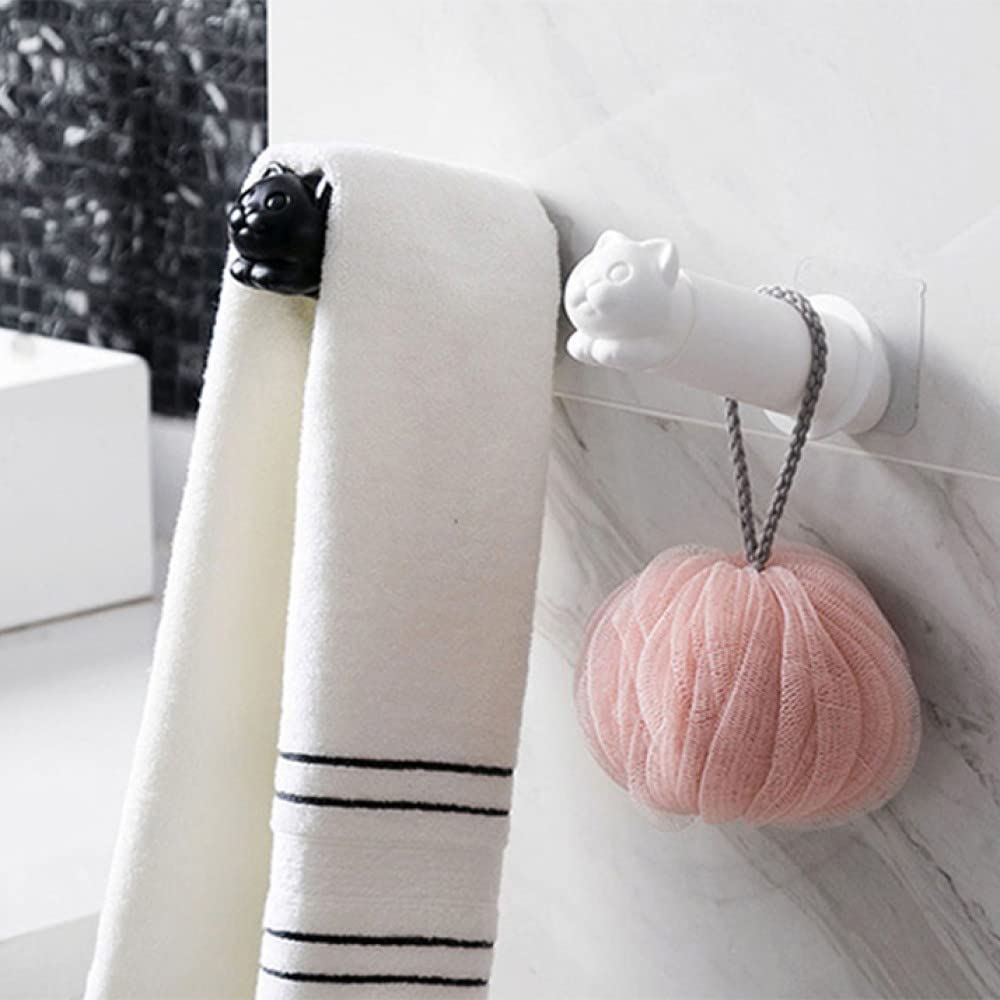 Cat-Themed Adhesive Wall Mount Toilet Paper Holder - White Kitchen & Bathroom Tissue Roll Hanger - Perfect for Small Spaces, Apartments, and Pet-Friendly Homes