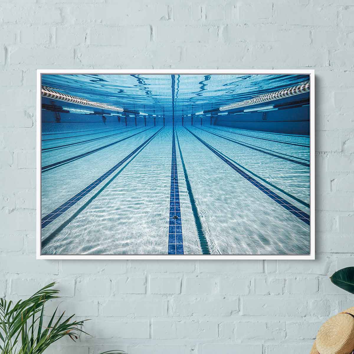 Blue Swimming Pool Wall Art Canvas 9073 - Modern Ocean Themed Decor for Beach House, Bathroom & Living Room - Perfect for Coastal Home Decor & Vacation Vibes