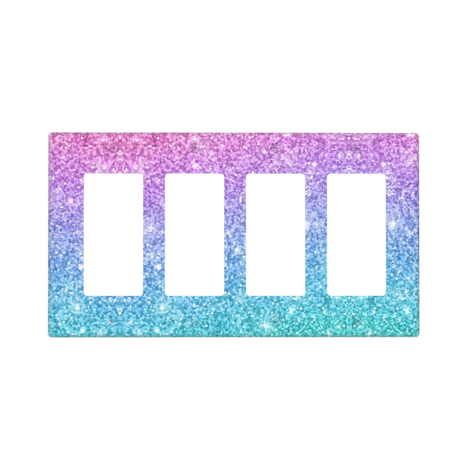 Pink and Blue Light Switch Cover Wall Plate - 4-Gang Decorator Style (1 Pack) - Perfect for Bedroom, Nursery, and Home Decor Upgrade