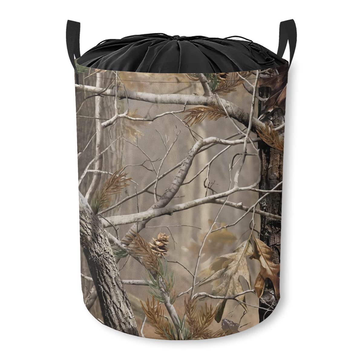 Waterproof Realtree Camo Laundry Basket with Padded Handles - Foldable Clothes Hamper & Dirty Clothes Sorter for Bedroom, Bathroom, Dorm, or Camping
