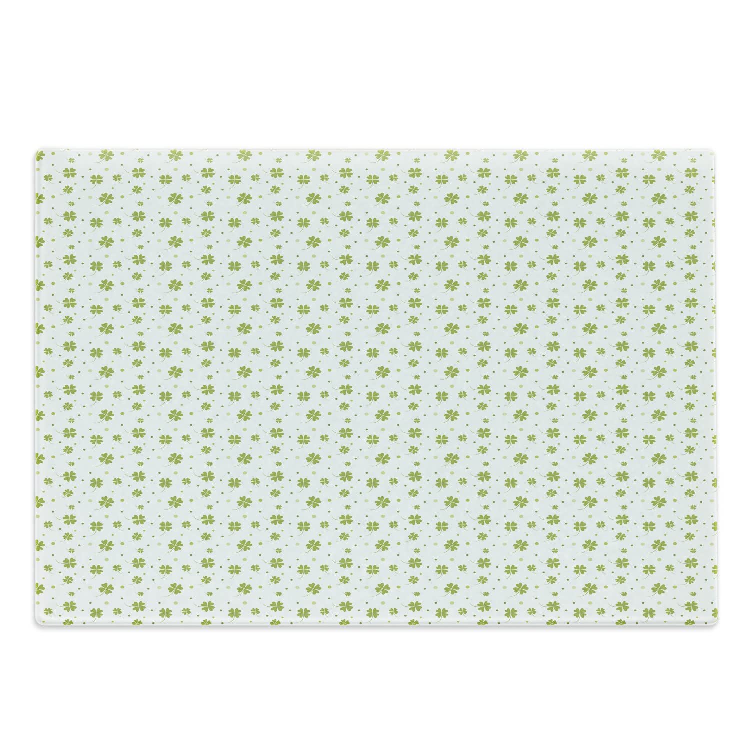 Premium Tempered Glass Cutting Board - Clover Leaves Pattern for St. Patrick's Day | Irish Folk Shamrock Design | Large Decorative Serving Board in Lime Green & White | Perfect for Holiday Entertaining, Kitchen Decor & Gift Giving