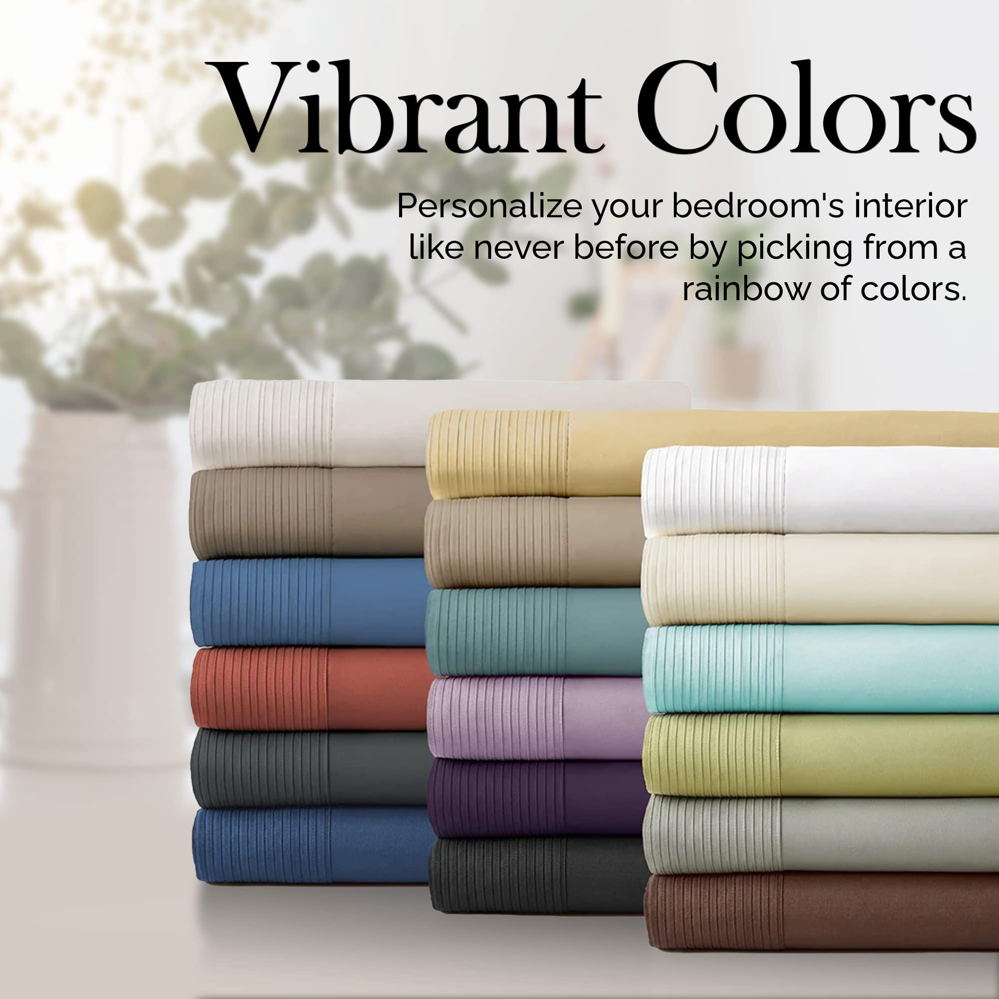 Southshore Fine Living Vilano Pleated Queen Sheet Set - 4 Piece Deep Pocket Bed Sheets for Queen Size Mattress (21