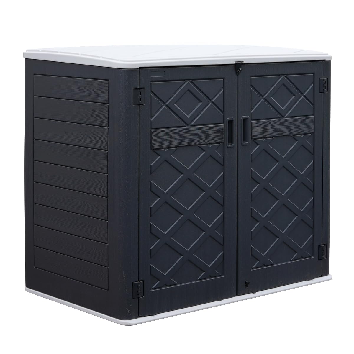 ADDOK 38 Cuft Large Outdoor Storage Shed - Weatherproof & Waterproof Horizontal Garden Storage Box for Backyard, Patio & Lawn - Perfect for Bikes, Trash Cans, Lawn Mowers & Patio Tools - Ideal for Organizing Outdoor Equipment & Seasonal Items