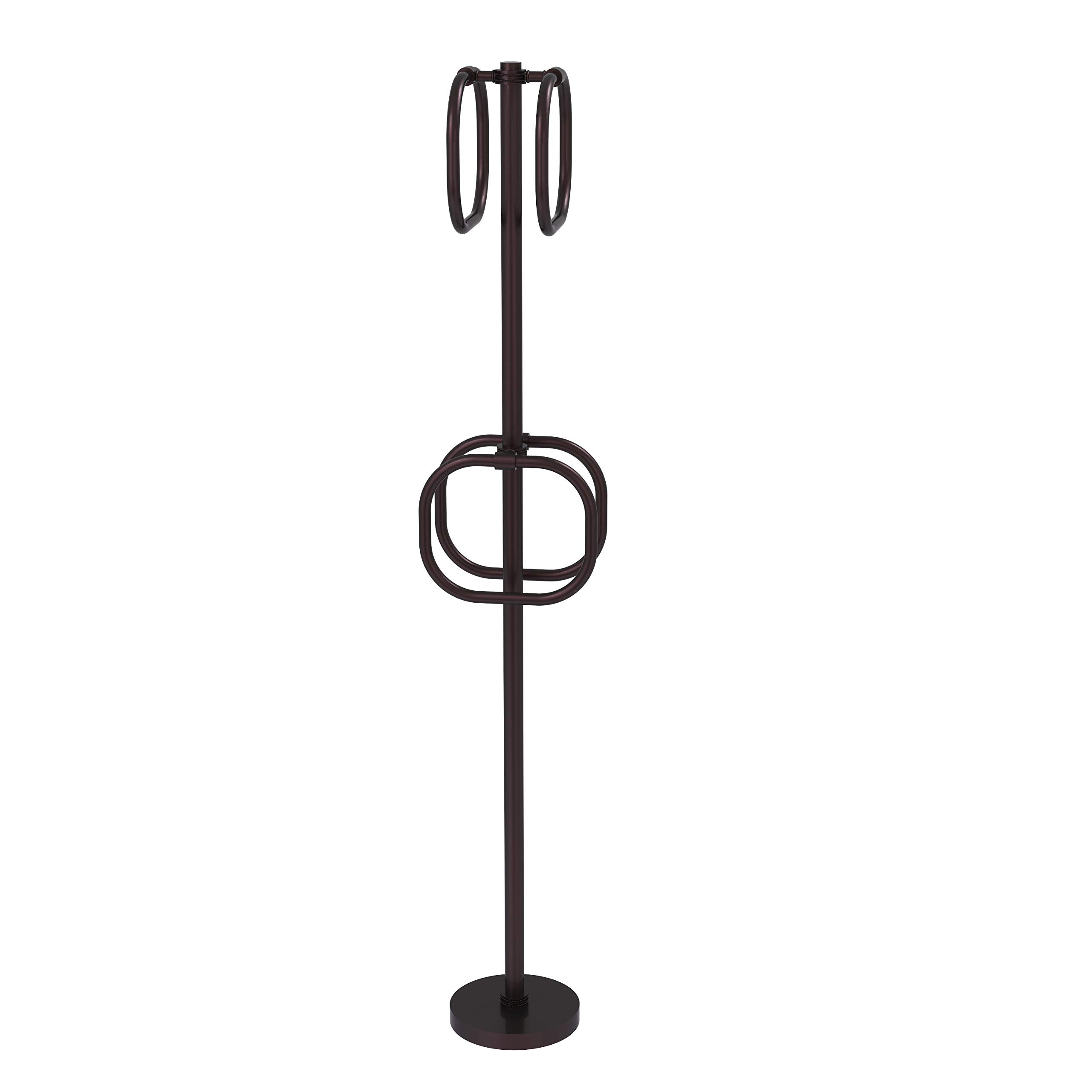 Allied Brass TS-40D 4 Integrated Rings Towel Stand in Antique Bronze - Bathroom & Kitchen Organizer for Hand Towels, Washcloths, and Spa Accessories