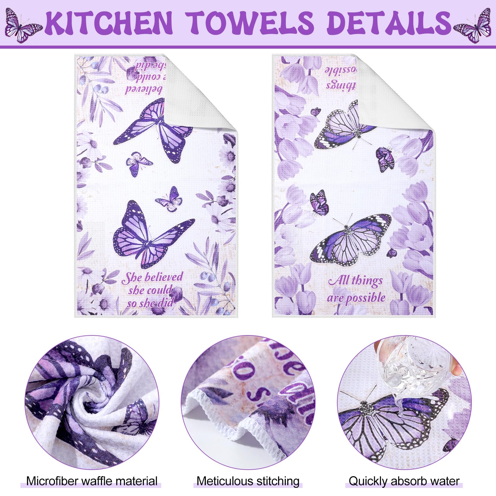 Hoolerry 6-Piece Religious Kitchen Apron Set with Dish Towels, Oven Mitts, Pot Holders & Silicone Spatula - Perfect Cooking & Baking Gifts for Women, Wife, Grandma (Purple) - Ideal for Holiday Meals, Church Potlucks & Family Gatherings