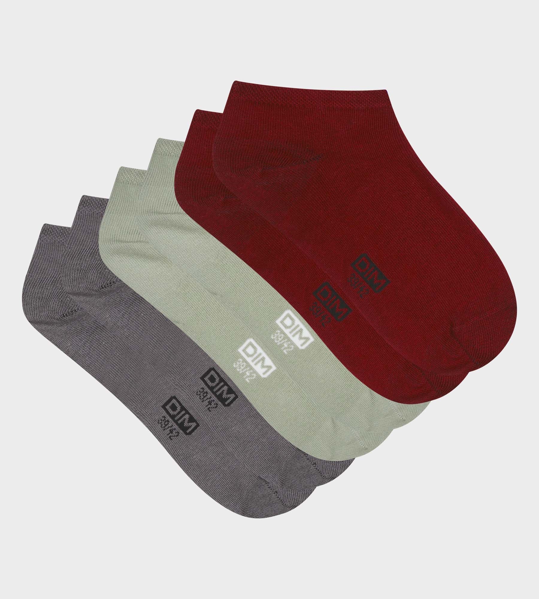 3 Pairs Men's Socks Set - Grey, Red & Sage Green Cotton Crew Socks for Casual Wear, Gym & Everyday Comfort