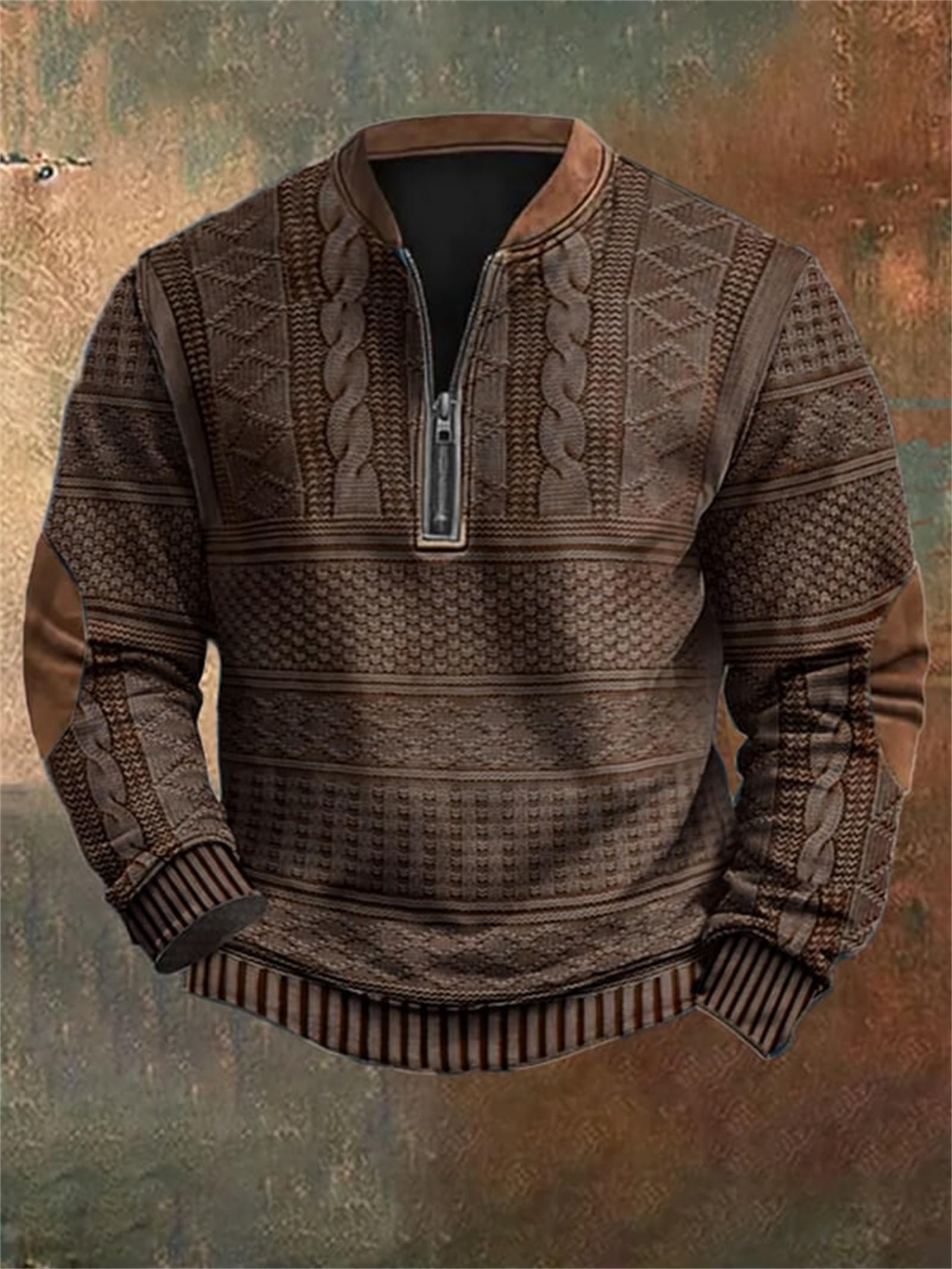 Vintage Print Zip-Up Sweatshirt for Men | Retro Graphic Pullover Hoodie | Whitecloths Life Casual Wear | Perfect for Streetwear, Lounge & Everyday Outfits