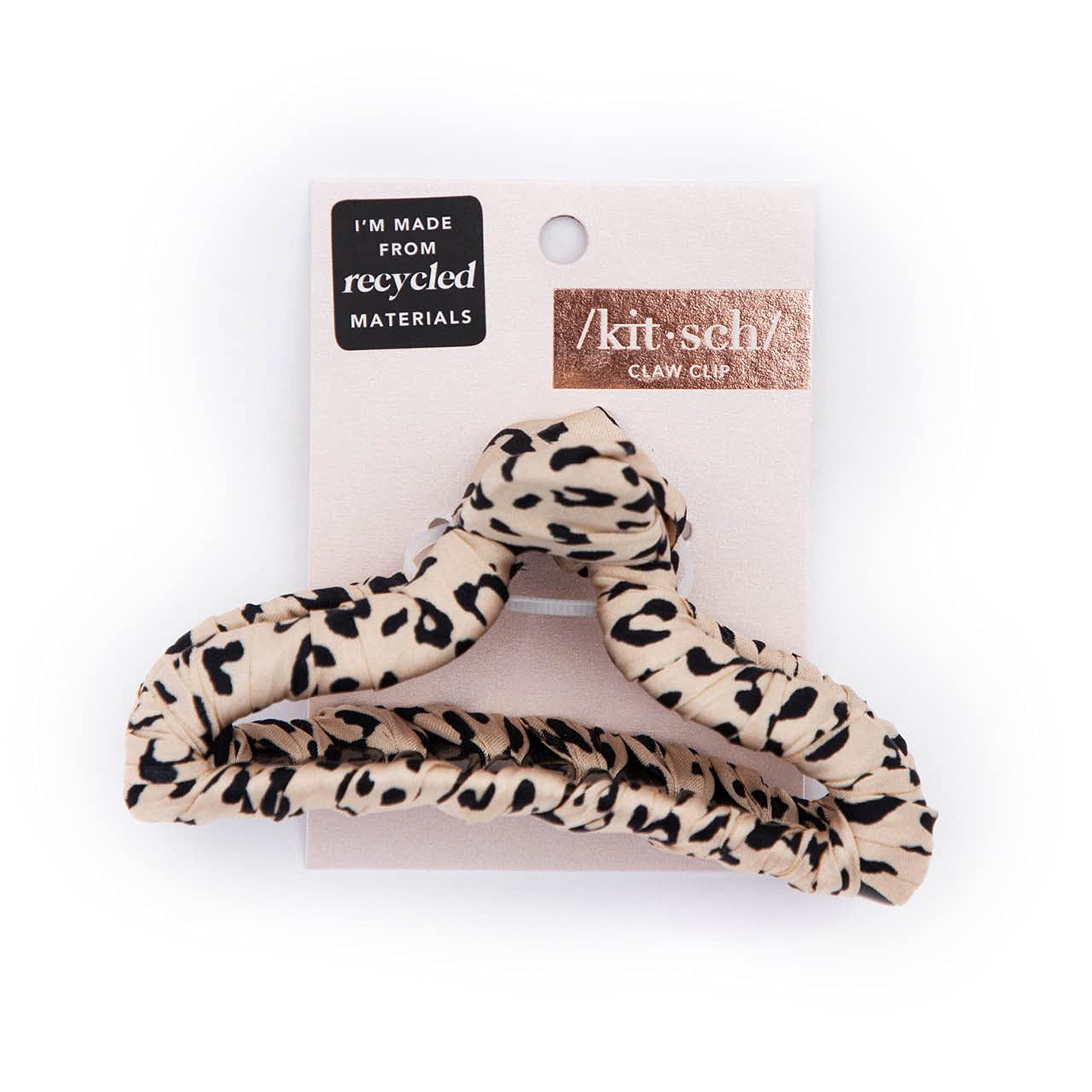 Kitsch Fabric-Wrapped Claw Clip for Women - Medium Open Shape Hair Clips, Jaw Clips for Thick & Medium Hair - Leopard Print Hair Accessories (1pc) - Perfect for Work, Gym & Everyday Hairstyles