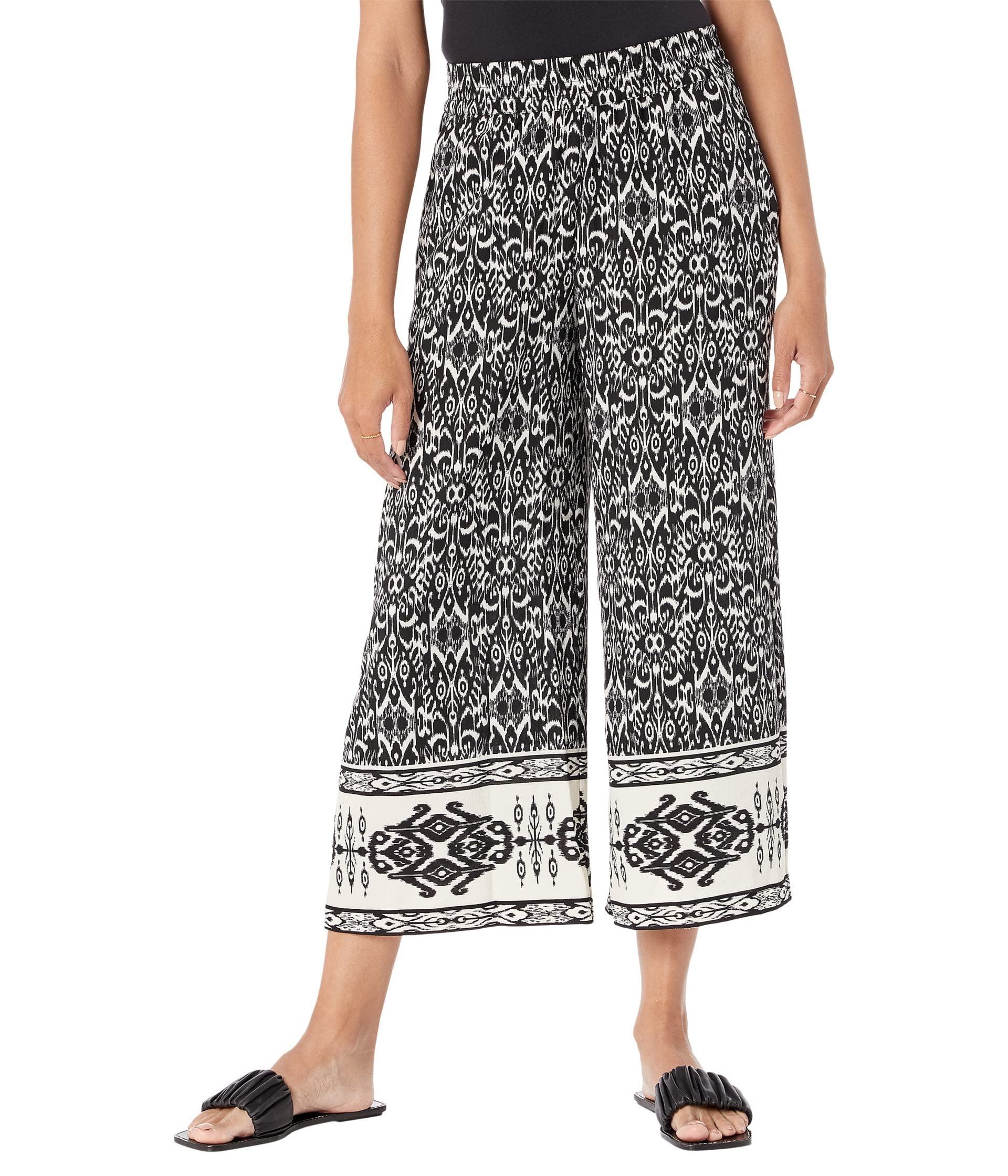 Vince Camuto Women's Wide Leg Moroccan Ikat Print Pants - Boho Chic Lounge Pants for Casual Wear, Vacation & Beach Outfits