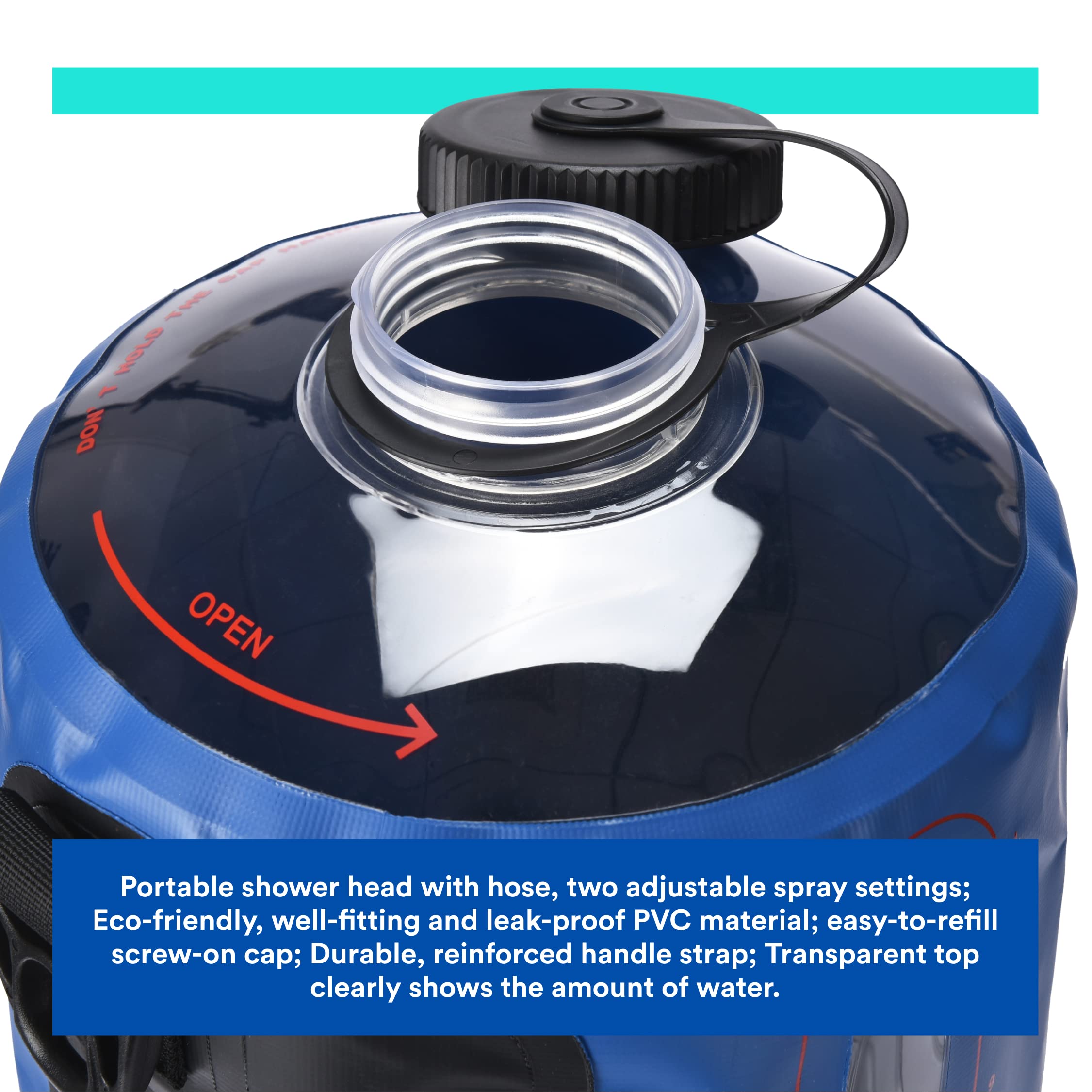 HappyPo Portable Solar Camping Shower Pump - Lightweight Outdoor Shower for Hiking, Backpacking & RV Trips - Perfect for Beach, Camping & Emergency Use