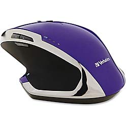 Verbatim Wireless 8-Button Ergonomic Mouse with Blue LED - Portable Purple Mouse for Mac & Windows, Ideal for Office & Home Use