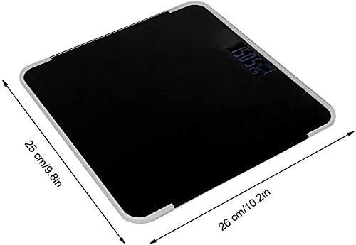 High Precision Digital Bathroom Scale with Wide Platform & Backlit LCD - 440 lbs Capacity, Includes Body Tape Measure (Black) - Perfect for Home, Gym & Health Tracking