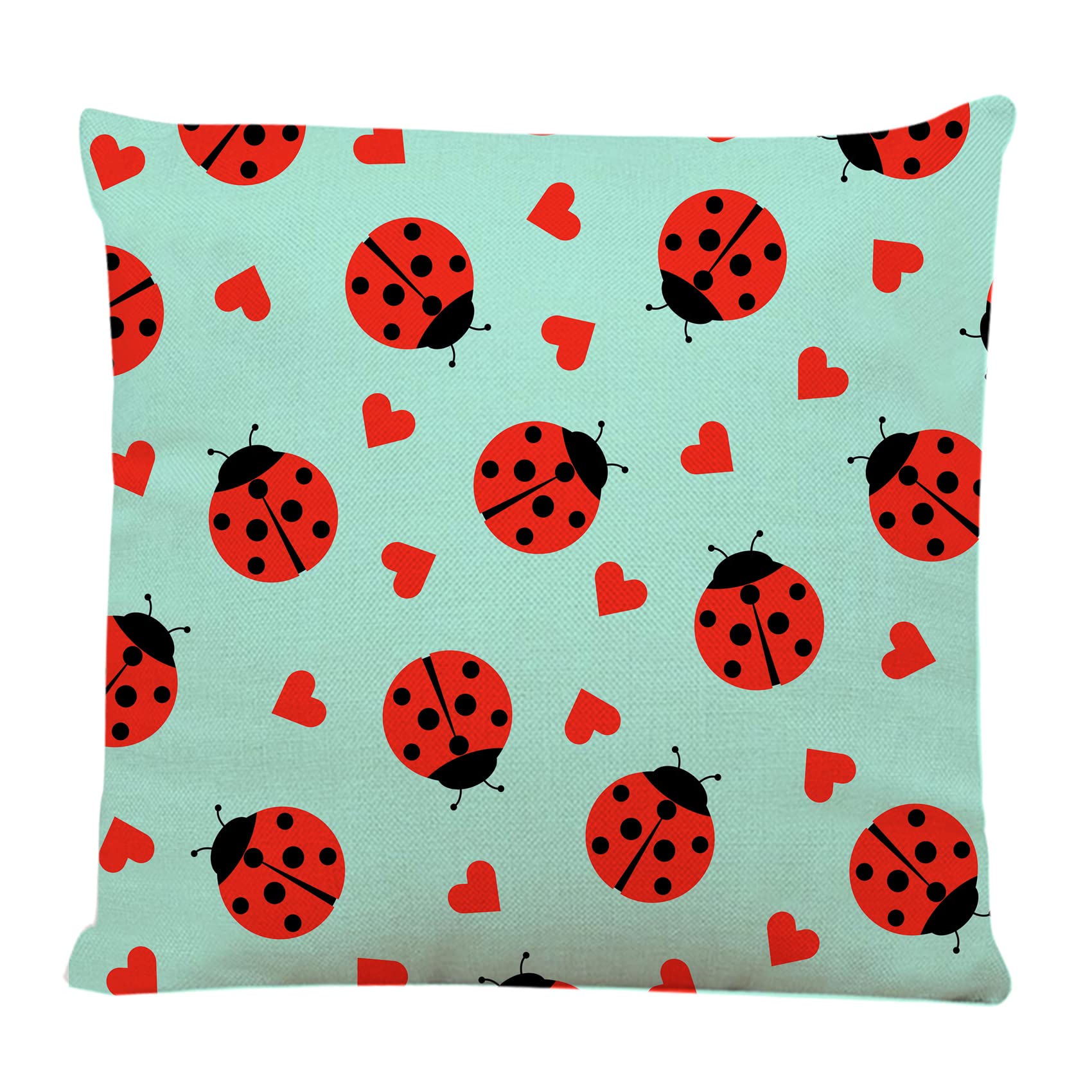 Ladybug Print Decorative Square Throw Pillow Covers 18x18 Inch - Soft Couch Sofa Bed Cushion Cases for Living Room, Bedroom & Outdoor Decor