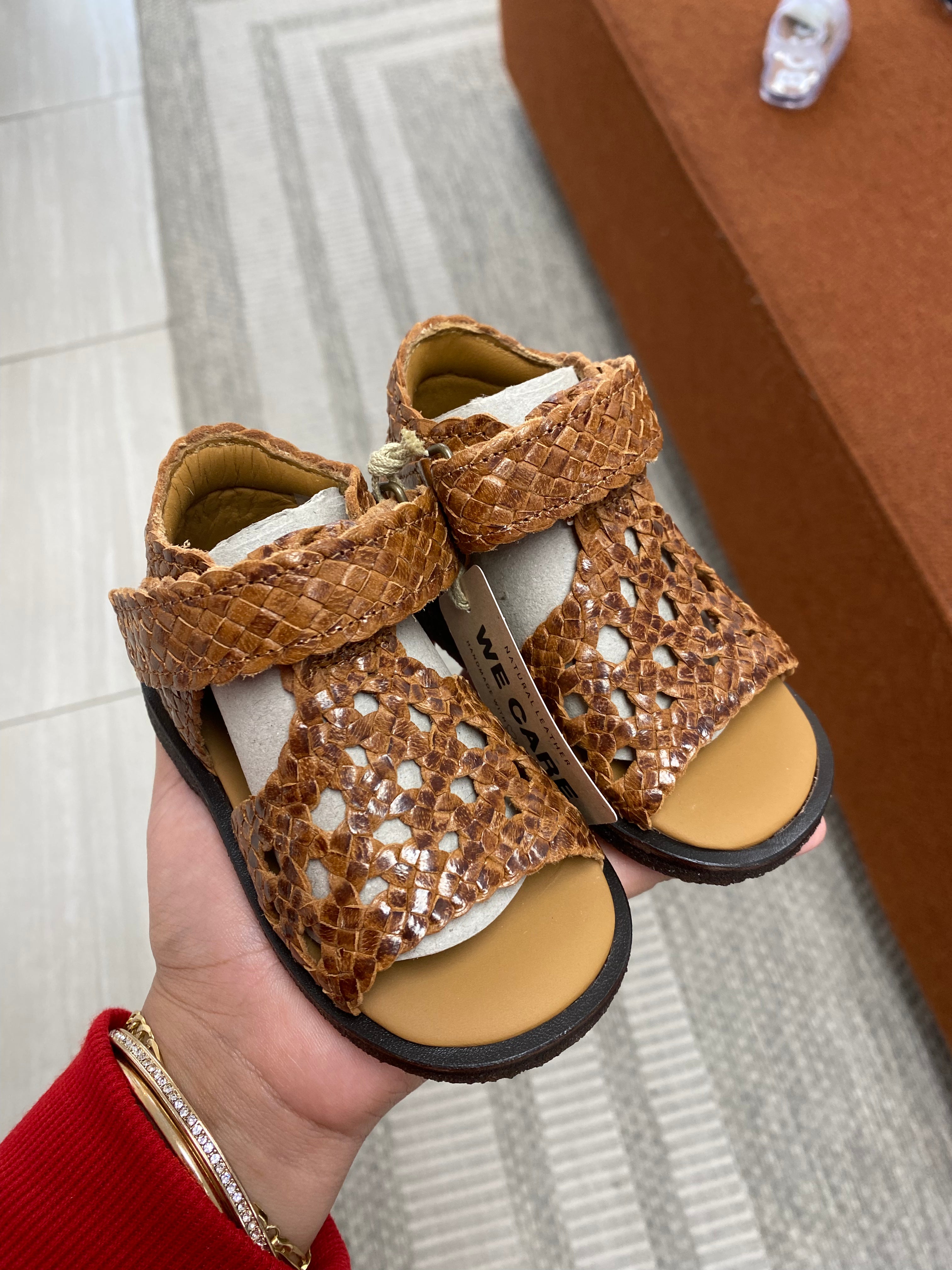 Angulus Tan Braided Baby Sandals - Soft Leather First Walkers for Toddlers | Perfect for Summer Outings, Beach Trips & Special Occasions