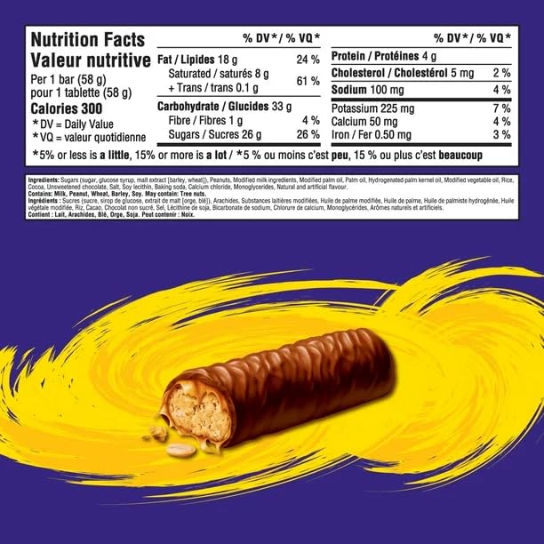 Cadbury Wunderbar Chocolate Candy Bars - 4 Pack (232g/8.18oz) with Ice Pack - Rich Caramel & Peanut Filling - Canadian Import - Perfect for Snacking, Gifts & Party Treats