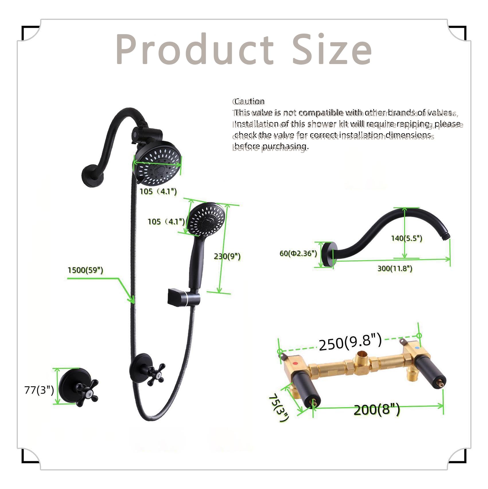 2 Handle Shower Faucet Set - Matte Black 5 Mode Shower System with Rough-in Valve, Complete Bathroom Shower Trim Kit for Modern Home Renovation - Perfect for Master Bathroom, Guest Bath & Spa-Like Shower Experience