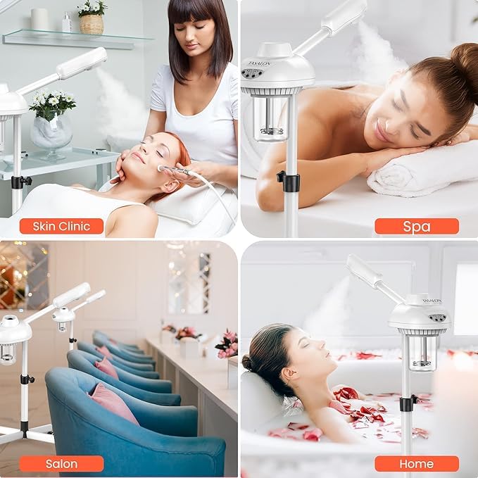 Geniusmeter® Professional Facial Steamer with Hot Mist & Ozone Technology - Home & Salon Use for Blackhead Removal, Skin Hydration & Anti-Aging | Perfect for Spa Days, Skincare Routines & Acne Treatment