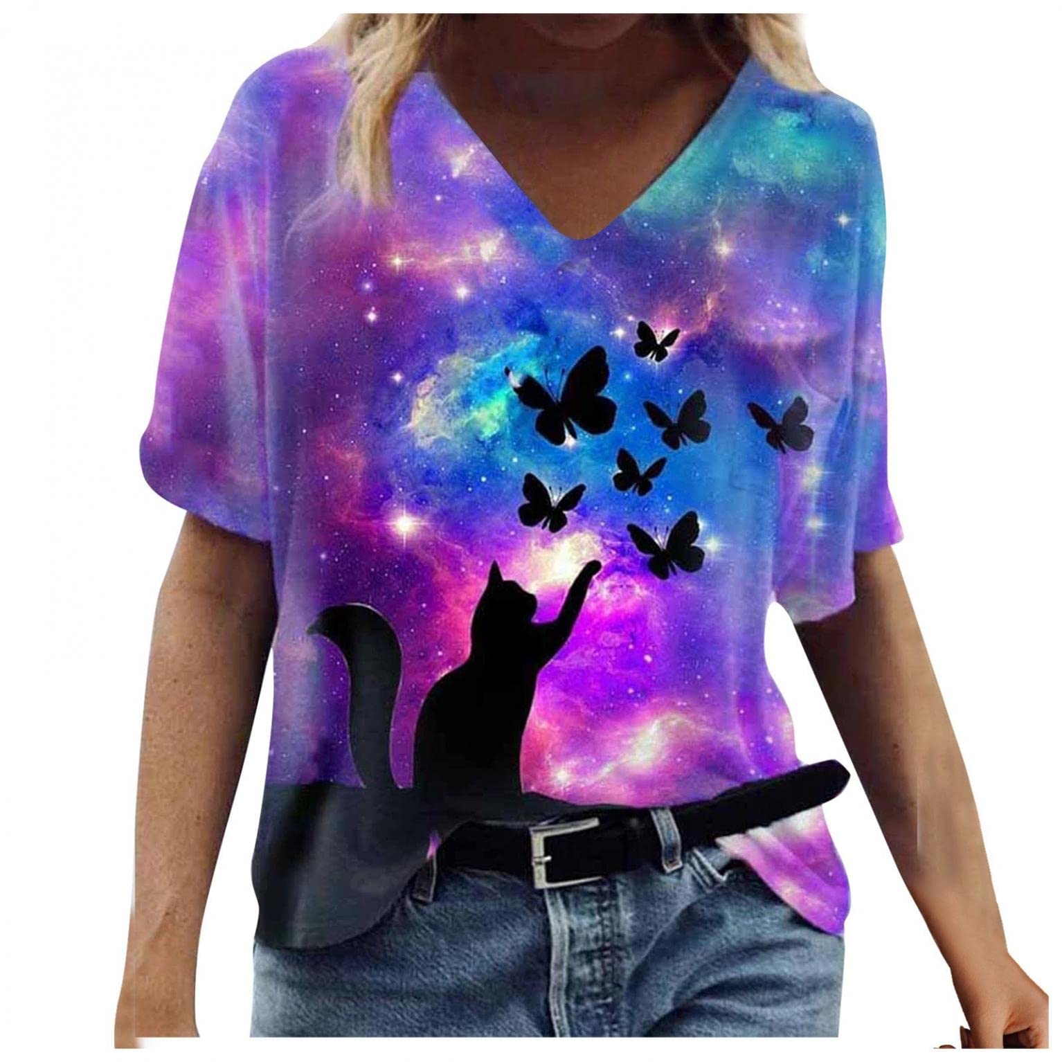 Women's Short Sleeve T-Shirt - Summer Fashion O-Neck Loose Fit Dandelion Graphic Tee for Casual Wear, Outfits & Street Style