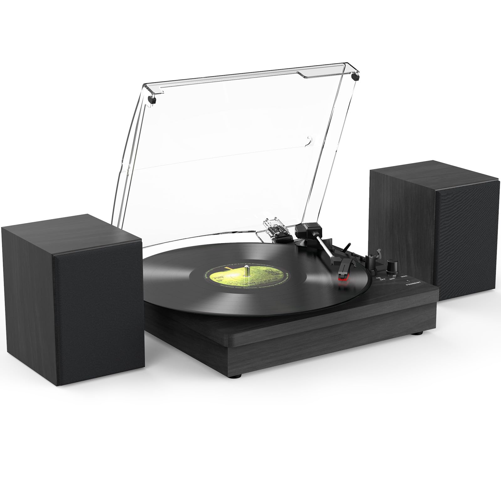 Retro Bluetooth Vinyl Record Player with 2 Stereo Speakers - 3-Speed Turntable with AUX, Headphone Input & RCA Output - Perfect for Home Listening, Parties & Vintage Music Lovers (Black)