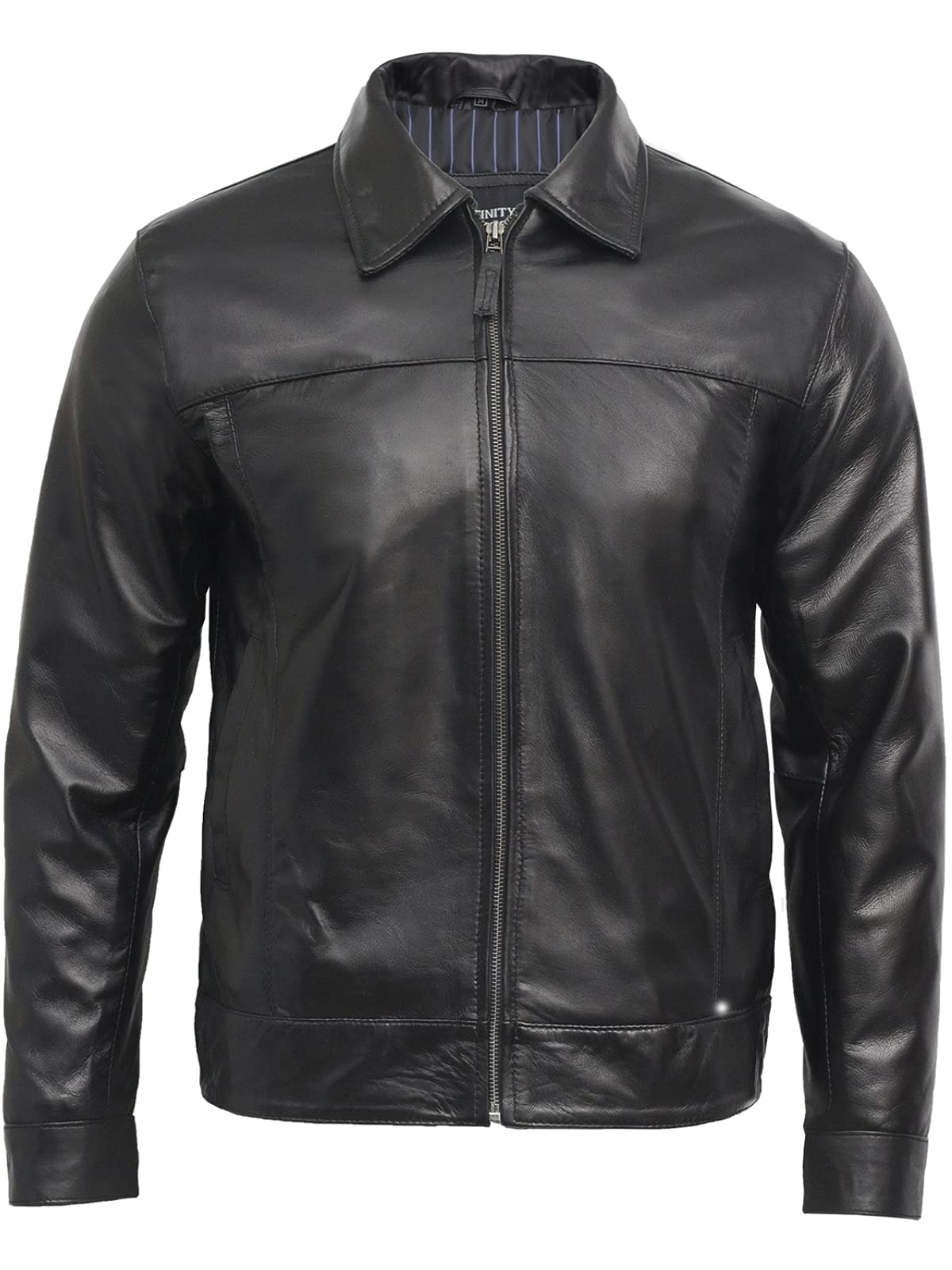 BRANDSLOCK Men's Genuine Leather Biker Jacket - 100% Real Leather Bomber Jacket for Men, Black Harrington Style Motorcycle Jacket - Perfect for Riding, Casual Wear & Outdoor Adventures