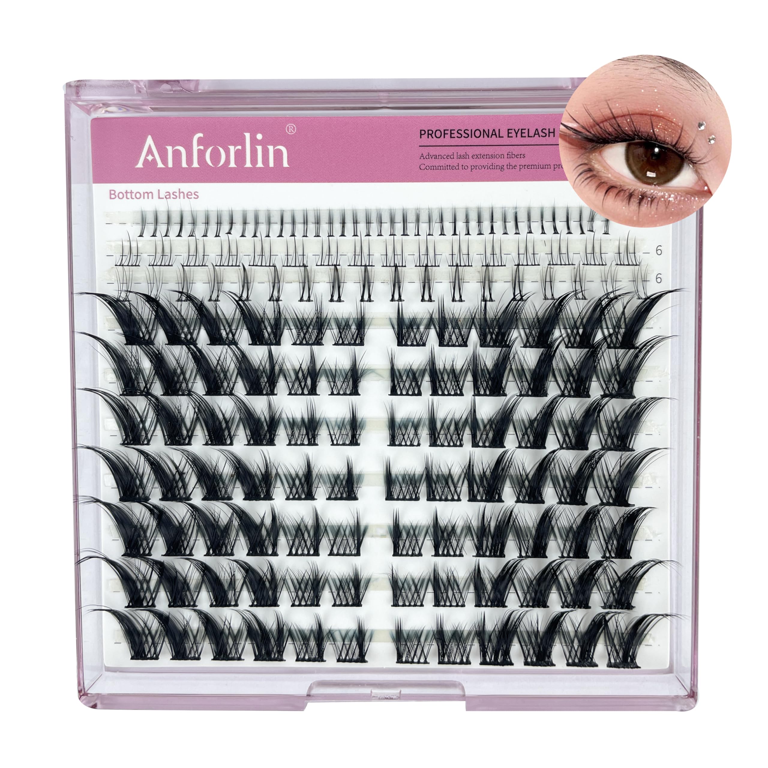 Fluffy Fox Eye Lashes - 158 PCS C Curl False Eyelashes Clusters with Bottom Lashes for Cat Eye & Manga Look | DIY Individual Eyelash Extensions Kit for Home Use | Perfect for Parties, Weddings & Special Occasions