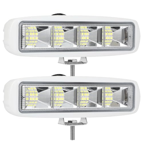 72W Waterproof LED Boat Lights - 4000LMS Marine Deck & Dock Flood Lights (6 Inch, 120° Beam Angle, 2 Pack) - Perfect for Boating, Pontoon Lighting & Night Fishing