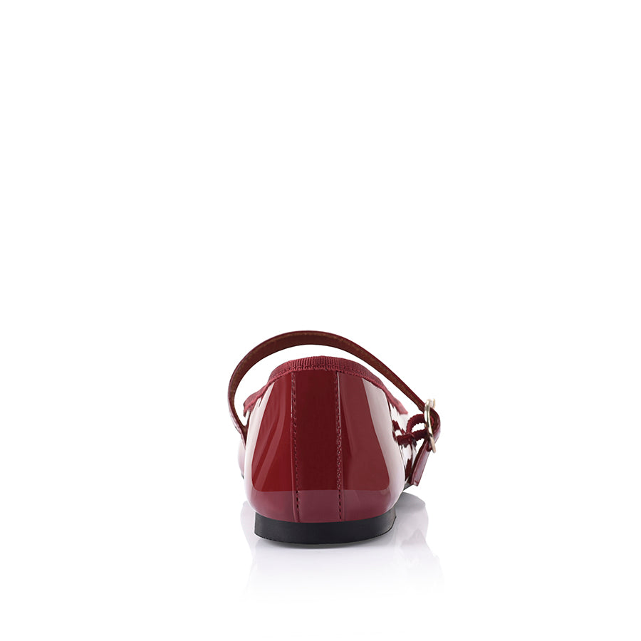 Bambi Mary Jane Flats for Women - Elegant Wine Patent Leather Shoes for Casual & Office Wear