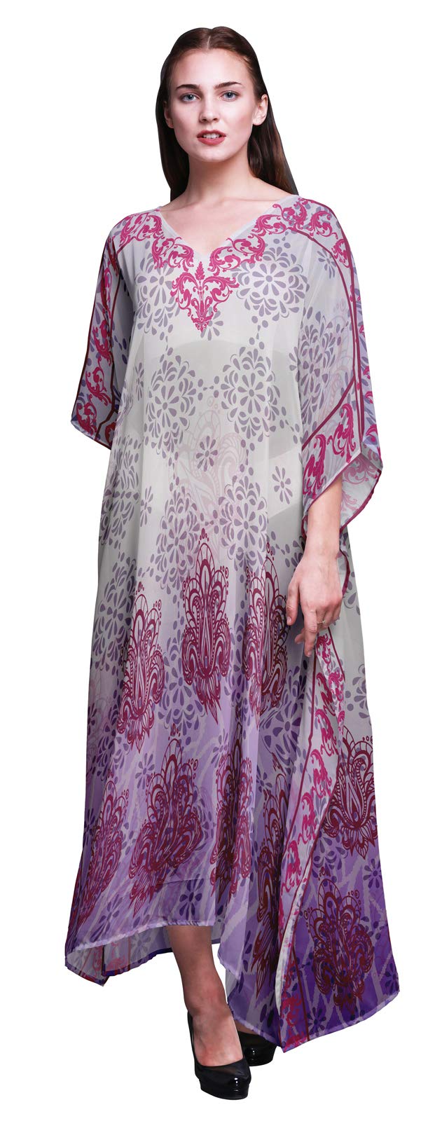 Women's Long Beach Kaftan - Flowy Bikini Cover Up Maxi Dress for Summer Beach Vacation, Pool Party & Resort Wear