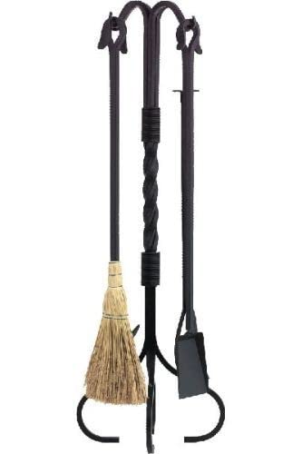 Shop Chimney Black 5-Piece Wrought Iron Fireplace Tool Set - 36 Inch - Perfect for Fireplace Maintenance and Home Decor