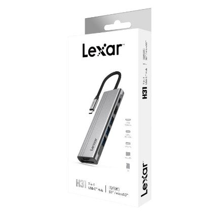 Lexar H31 7-in-1 USB C Hub Adapter with 4K HDMI, USB 3.0, SD/TF Card Reader - Perfect for MacBook Pro, Chromebook & Windows Laptops