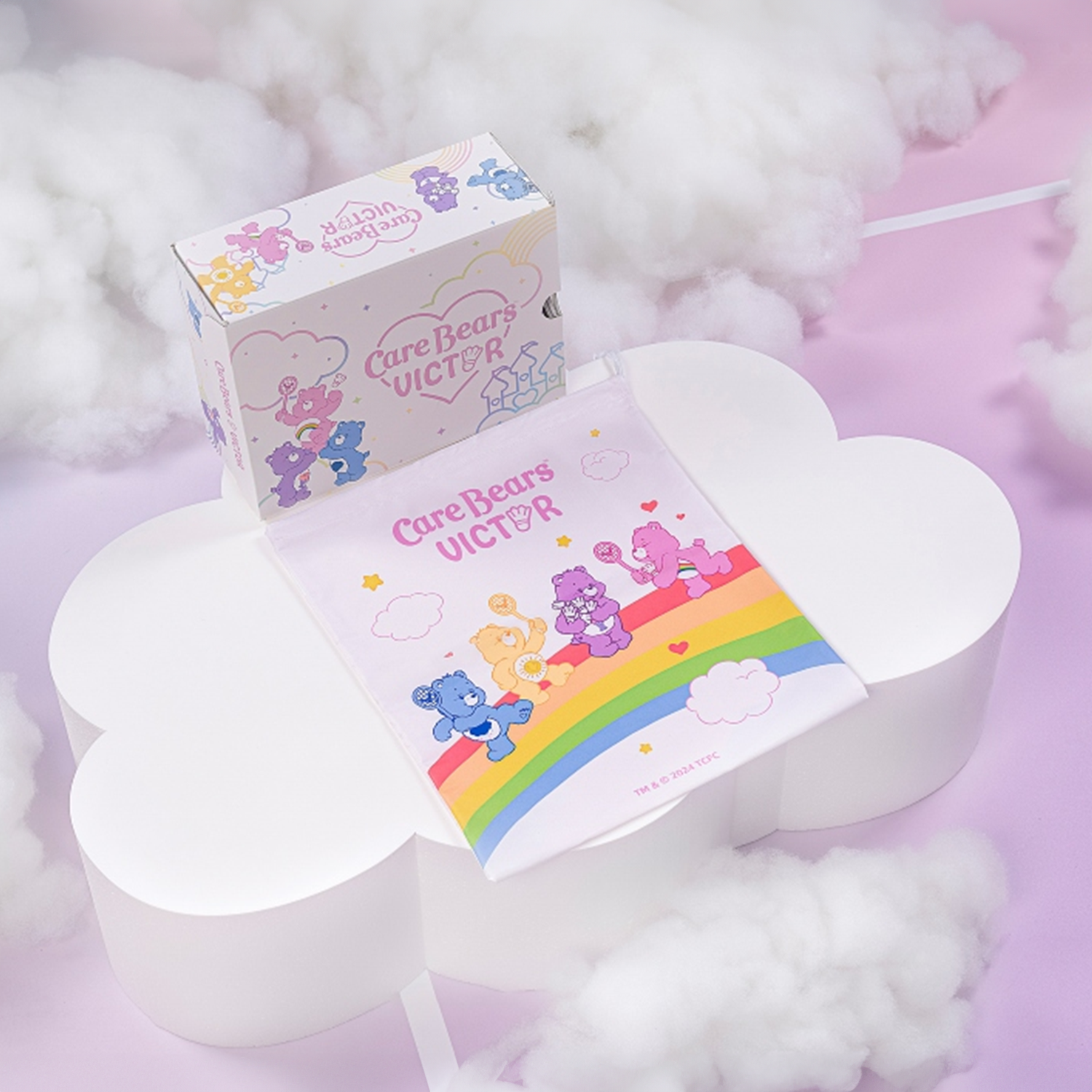 Victor x Care Bears Court Shoes for Women - Cute White & Pink Sneakers with Care Bears Design - Perfect for Casual Wear, School, and Everyday Fashion