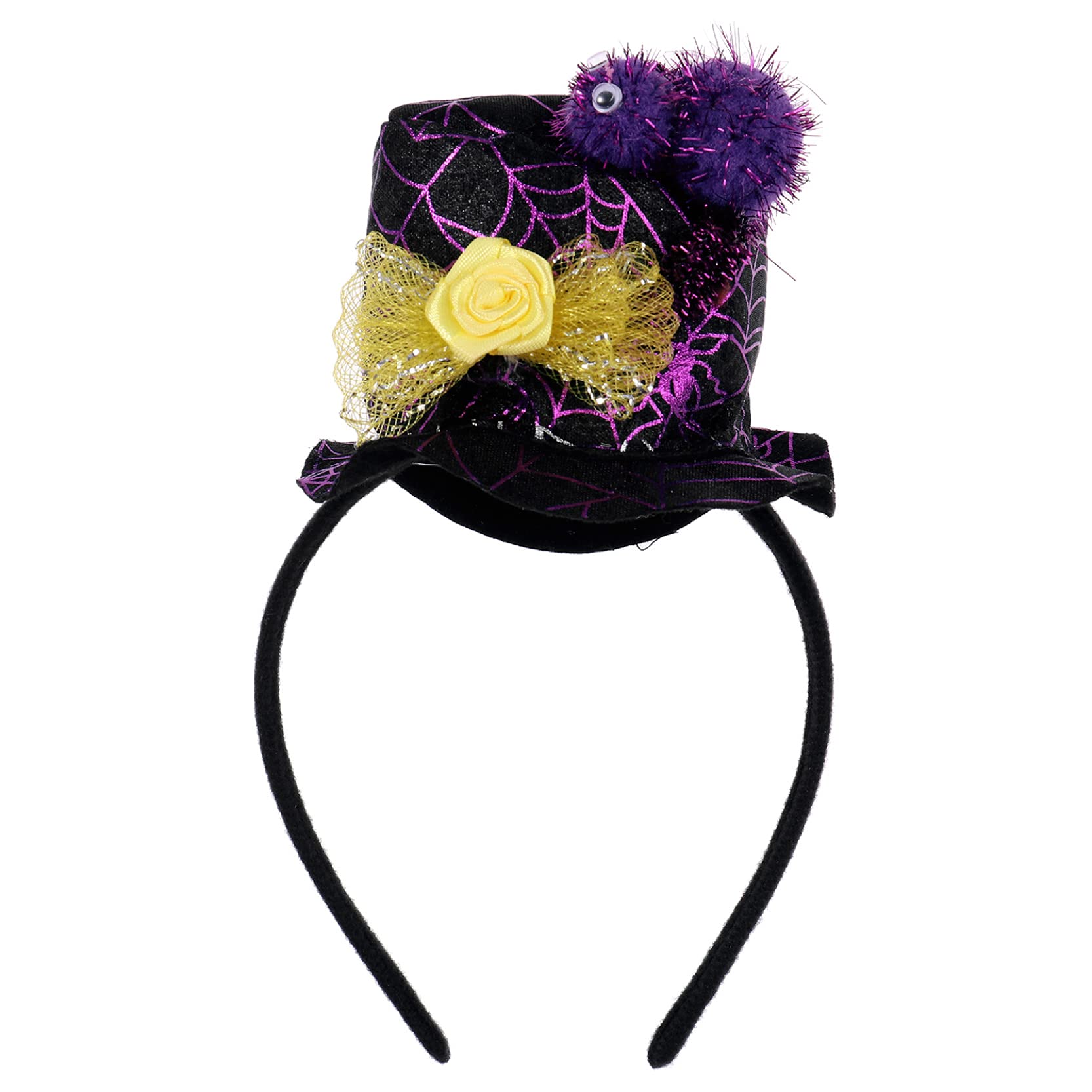 Halloween Spider Web Witch Hat with Lace Veil - Gothic Top Hat Headband for Costume Parties, Masquerade Balls & Dress Up - Elegant Hair Accessories for Women (Perfect for Halloween, Cosplay & Themed Events)