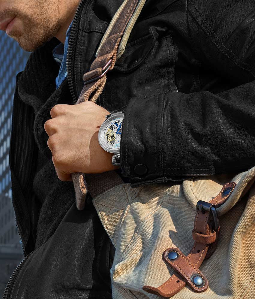Emperor’s Grand DT 3920 Automatic 46mm Skeleton Watch for Men - Luxury Mechanical Timepiece with Open Heart Design - Perfect for Business, Formal Events & Gift Giving