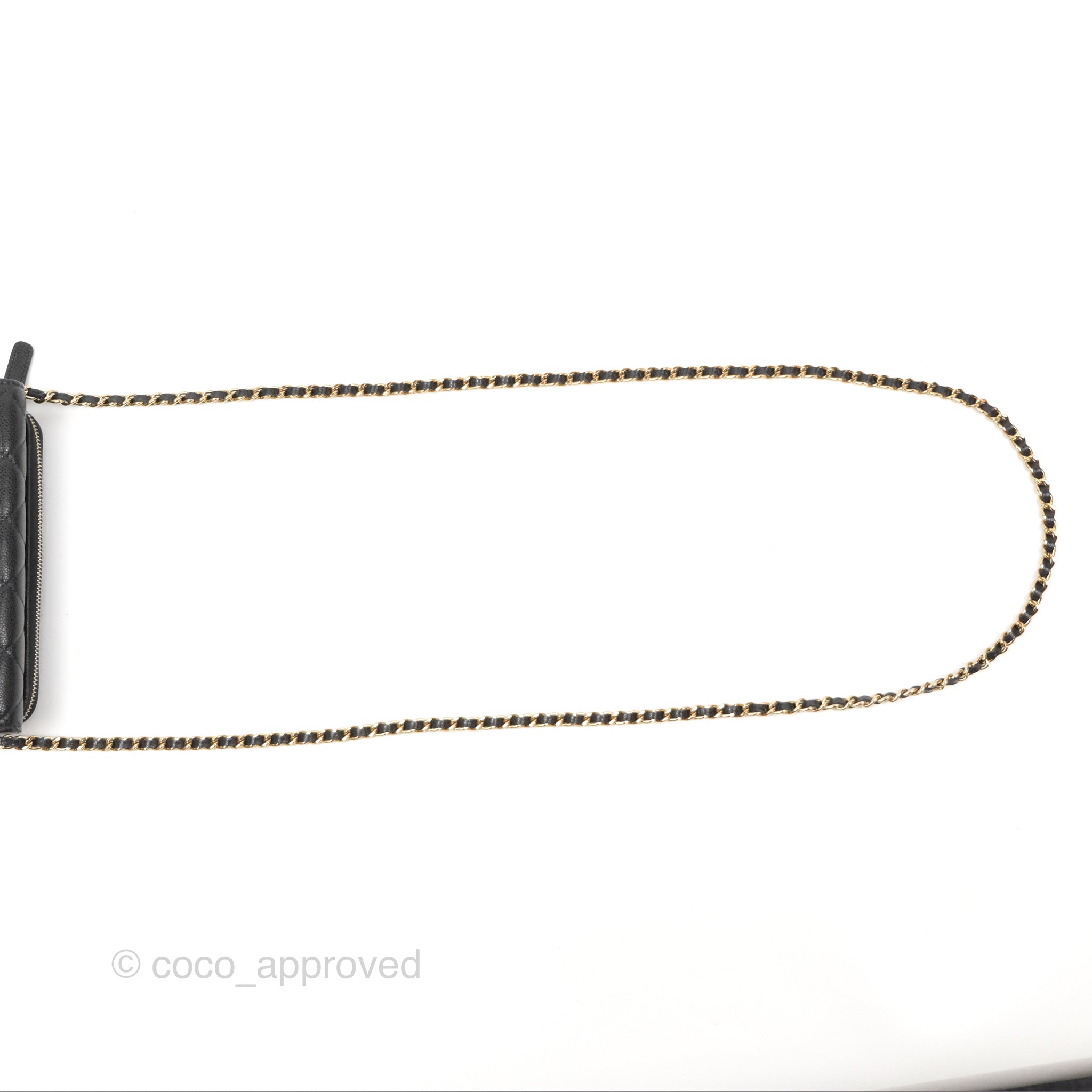 Chanel Classic Flap Phone Holder with Chain - Black Caviar Leather & Gold Hardware | Luxury Phone Crossbody Bag for Women | Perfect for Parties, Shopping & Everyday Use