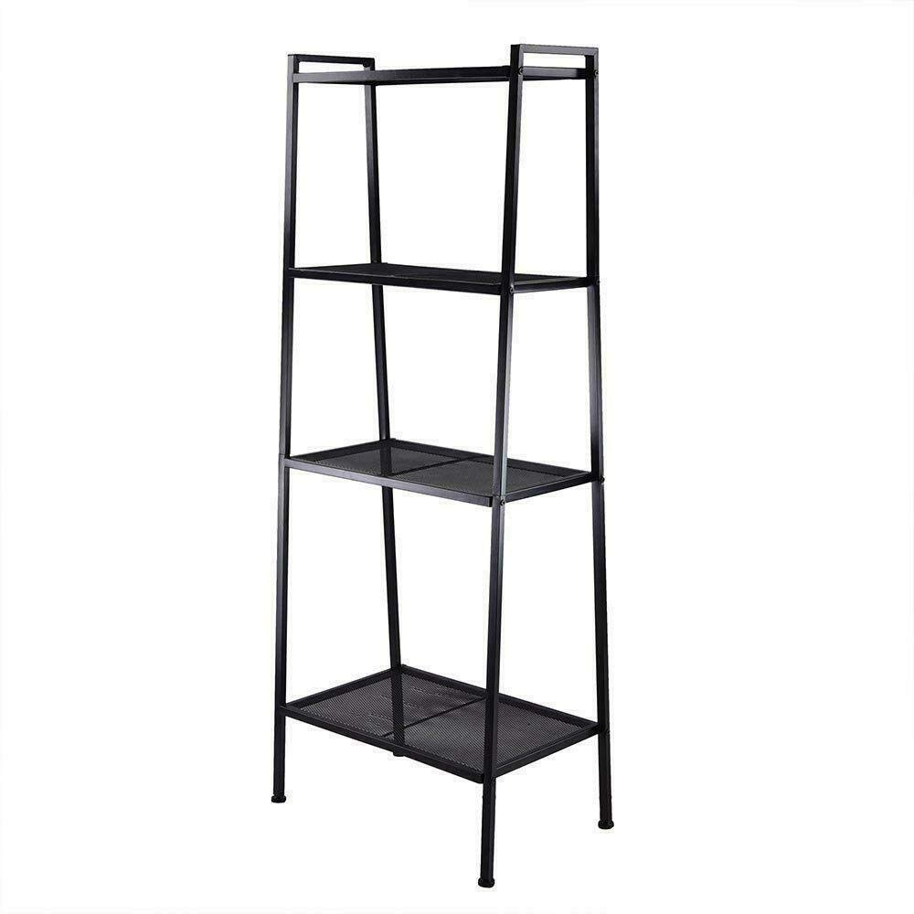 4-Tier Heavy Duty Metal Leaning Ladder Shelf - Sturdy Bookcase & Storage Organizer for Books, Magazines, Clothes | Perfect for Living Room, Bedroom, Home Office & Closet Organization
