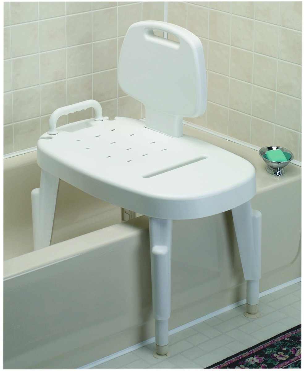 Adjustable Shower Transfer Bench for Elderly & Disabled - Safe Bath Seat with Non-Slip Legs & Backrest - Ideal for Bathroom Safety & Mobility Assistance