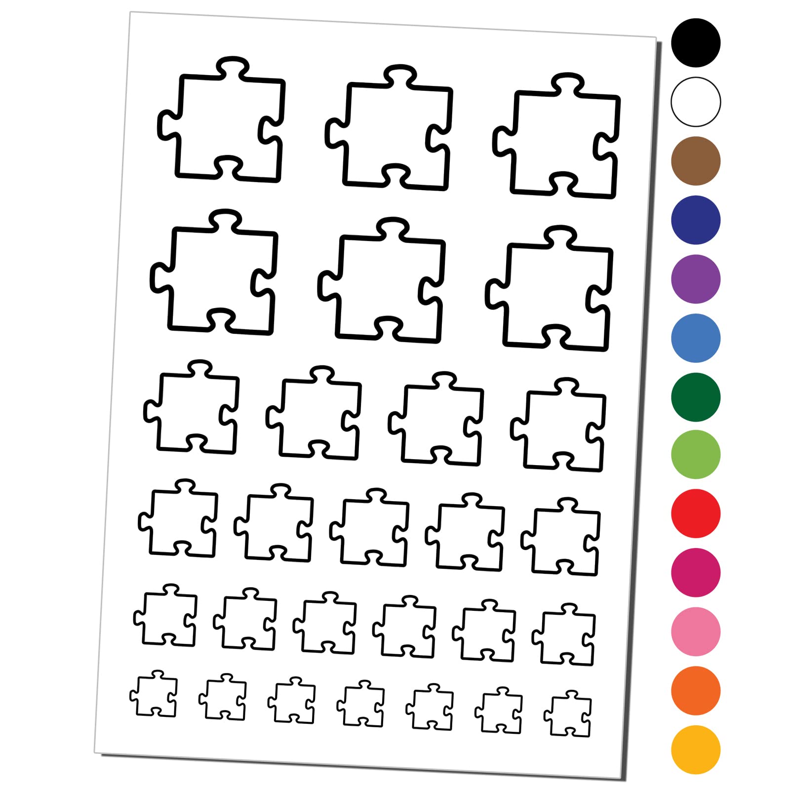 Waterproof Puzzle Piece Outline Temporary Tattoo Set - Fake Body Art Stickers for Adults & Kids (Black, 1 Sheet) | Perfect for Parties, Festivals, Costumes and Special Events