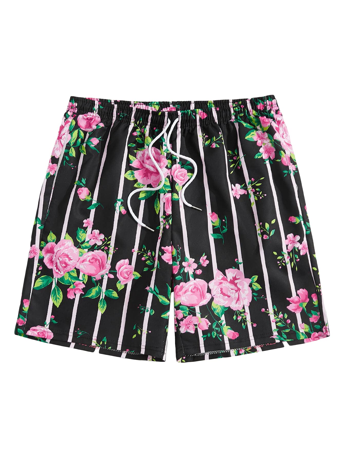 OYOANGLE Men's Floral Print Athletic Shorts with Drawstring - Lightweight Running & Gym Workout Shorts for Men - Perfect for Jogging, Basketball, and Summer Outdoor Activities