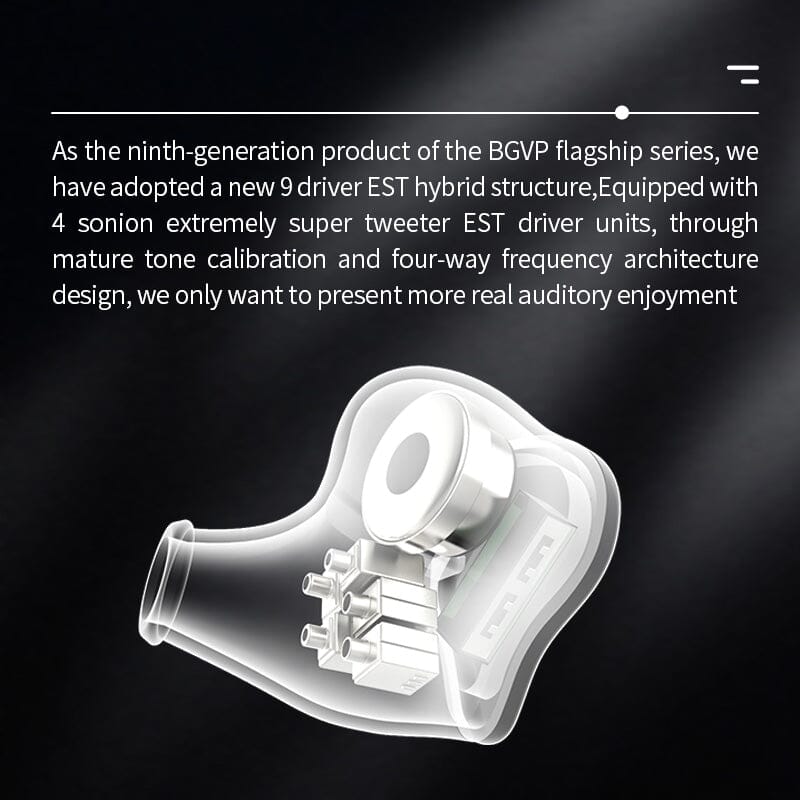 BGVP DM9 9 Driver EST Hybrid In-Ear Monitors - High-Fidelity Audiophile Earbuds for Music, Gaming & Studio Monitoring