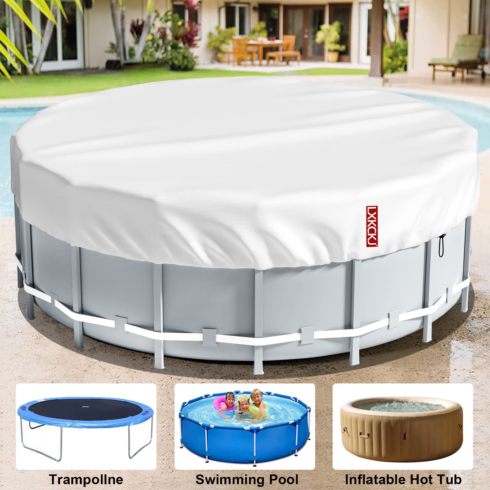 **12 Ft Round Solar Pool Cover for Above Ground Pools – Waterproof & Dustproof Summer Pool Protector with Accessories – Ideal for Hot Tubs & Outdoor Use (Silver)**    *Perfect for keeping pools clean, reducing evaporation, and maintaining water temperature during summer.*
